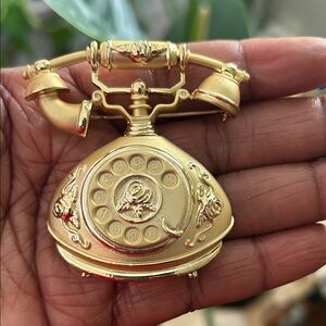 Vintage Gold Telephone Brooch